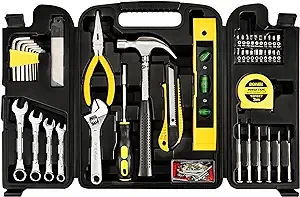 DOWELL 90 Piece Tool Set Home Repair Hand Tool Kit with Wrench Sets Plastic Tool Box Storage Case