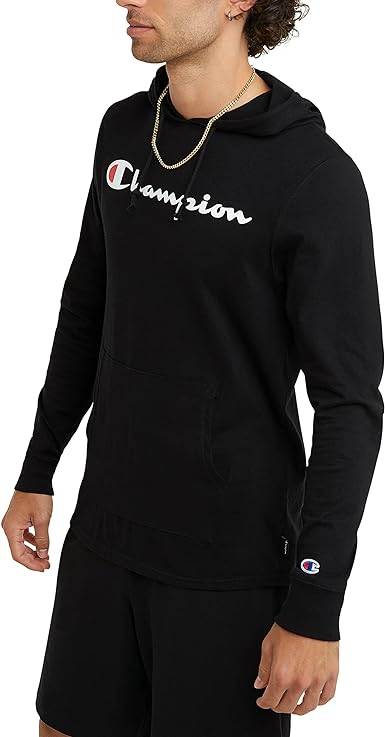 Champion Men's T-shirt Hoodie, Cotton Mid-weight Hooded Men's T-shirt, Comfortable Men's Tee