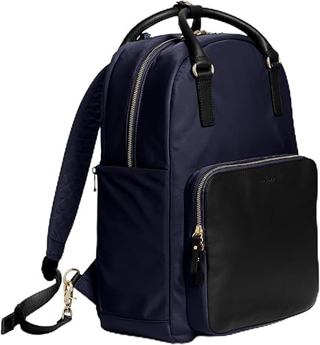 Lo & Sons Original The Rowledge Convertible Nylon Backpack Tote for Women - Work, Travel, Laptop Bag, Water-Resistant, Fits 13” Laptop, Black Nylon