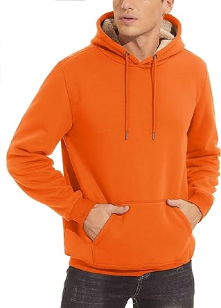 TACVASEN Men's Pullover Hoodie Thick Sherpa Lined Kangaroo Pocket Winter Windproof Warm Fleece Hoodie Athletic Sweatshirts