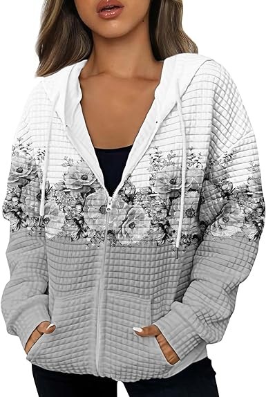 Trench Coat For Women 2023,Women's Casual Fashion Printed Long Sleeve Pullover Hoodies Zipper 2023 Trendy Printed Jacket