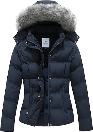 GGleaf Women's Hooded Warm Winter Coat Quilted Thicken Puffer Jacket with Removable Fur Hood