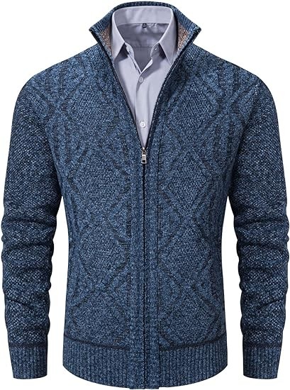 VtuAOL Men's Cardigan Sweaters Full Zip Knitted Sweater for Men Cardigan with Pockets