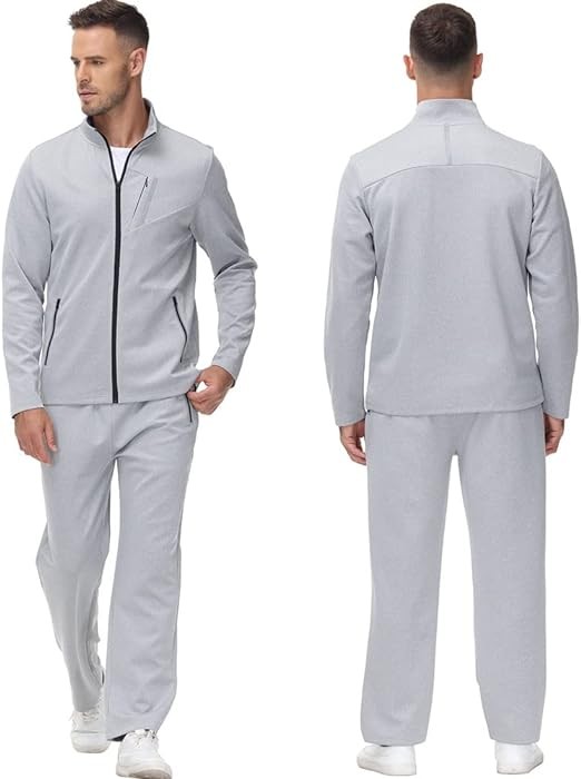 MoFiz Men's Tracksuits Set Long Sleeve Causal Full Zip Running Sports Sweatsuit For Men 2 Piece Outfits