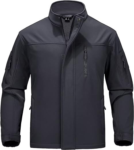 MAGCOMSEN Men's Tactical Jacket Water Resistant 6 Pockets Softshell Fleece Lining Hiking Winter Jacket Windbreaker Outwear