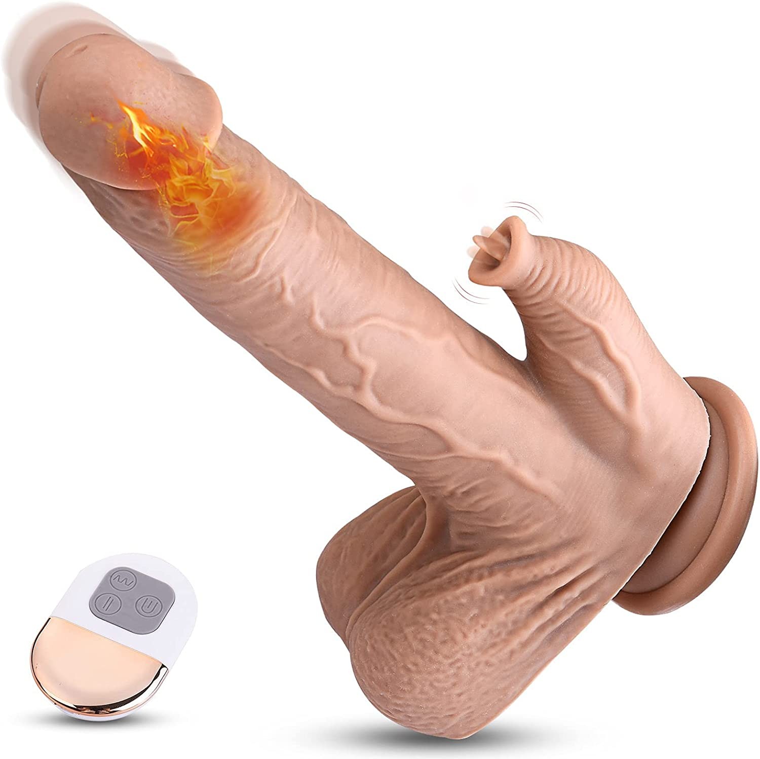 UTIMI 9.0" Realistic Thrusting Vibrating Dildo Sex Toy for Women with 3 Thrusting & 5 Licking & 5 Vibration Modes for Hands-Free Remote Control and Magnetic Charging Vibrator