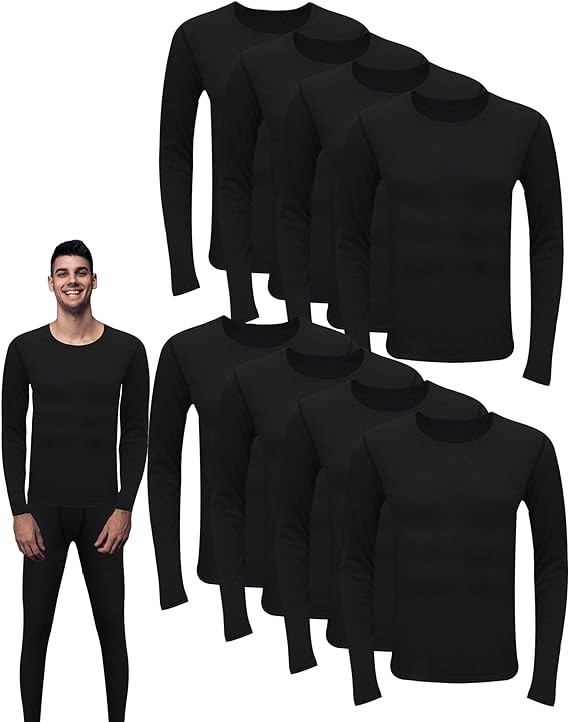 Taiyin 8 Pcs Thermal Shirts for Men, Thermal Underwear Long Sleeve Tops Crewneck Long Sleeve Shirt Lightweight Base Layer