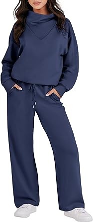 Caracilia Womens 2 Piece Outfits Sweatsuit Oversized Sweatshirt & Lounge Sweatpants Tracksuit Set Winter 2023 Fashion Clothes