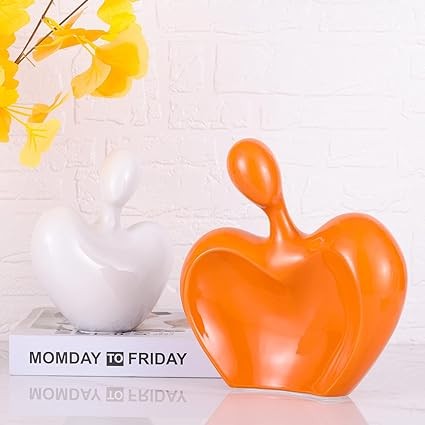 LCCCK Romantic Bedroom Decor Couple Sculptures, Abstract Figure Statue Home Decor Accents Ceramic Heart Decor for Coquette Decor, Shelf, Mantel, Entryway, Bedroom, Tv Stand Decor - Couple