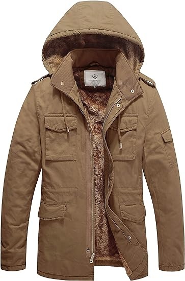 WenVen Men's Winter Military Thicken Parka Jacket Warm Coat with Removable Hood