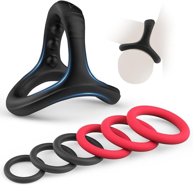 Canrok Silicone Cock/Penis Rings Set with 7 Different Sizes for Erection Enhancing, Long Lasting Stronger Strechy Adult Sex Toys for Men or Couple