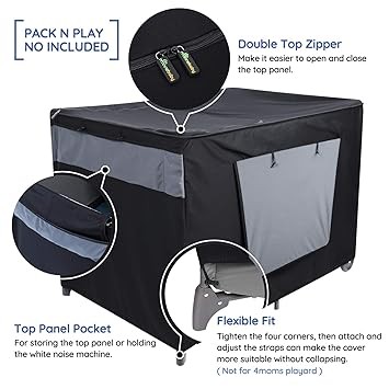 Minnebaby Darkening Cover for Pack N Play, Breathable Travel Crib Shade Canopy Tent for Baby Better Sleeping and Napping