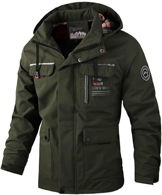 BVNVC Men's Spring and Fall Thin Jacket Breathable Medium-Length Men's Hooded Windbreaker Jacket Outdoor