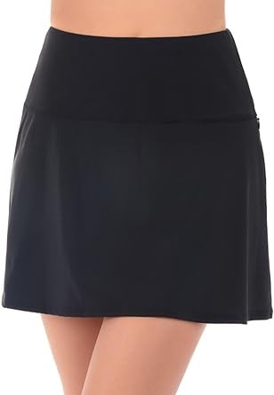 Miraclesuit Women's Swimwear Fit and Flair Swim Skirt Tummy Control Bathing Suit Bottom with Zippered Pocket