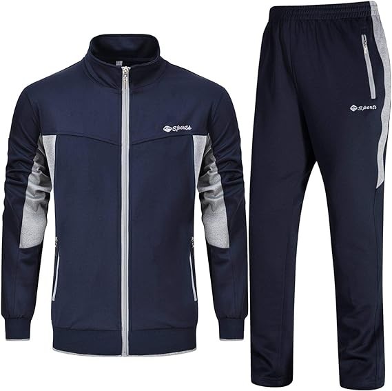 Rdruko Men's Tracksuit Athletic Full Zip Casual Sports Jogging Gym Sweatsuit