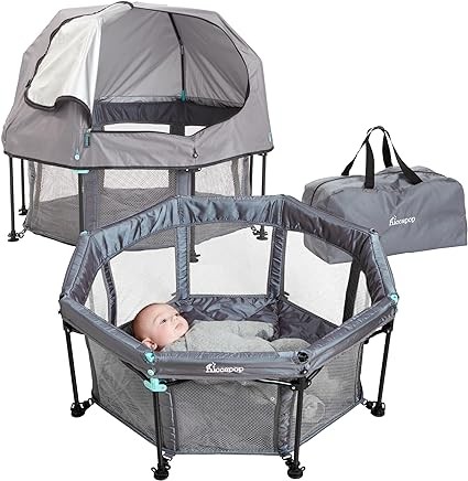 hiccapop MiniPod Baby Dome for On the Go | Travel Baby Tent for Beach Protects from Sun, Wind, Bugs | Lightweight Portable Baby Bed, Baby Beach Tent for Baby | On the Go Baby Dome for Outside & Inside