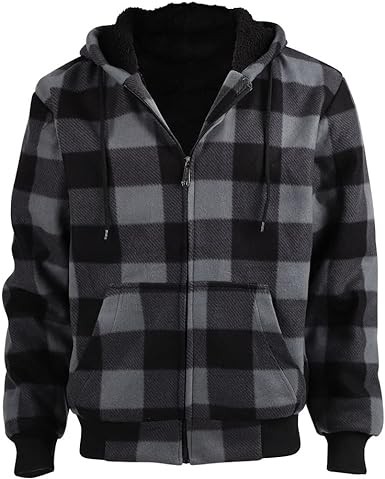Winter Heavy Warm Sherpa Lined Fleece Plaid Flannel Jacket Men Plus Size S-5XL Big&Tall Mens Coat