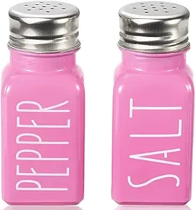 Pink Salt And Pepper Shakers Set By VICUKIE, Farmhouse Kitchen Decor, Glass Salt And Pepper Shakers, Salt Shaker, Gift For Women, Modern Farmhouse Decor, Home Decor, Pink Home Decor(pink)