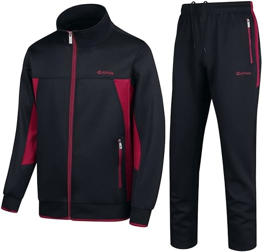 PUMPITU Men's Casual Athletic Tracksuit Long Sleeve Sweatsuit Set Full Zip Running Jacket and Pants 2 Piece Outfits