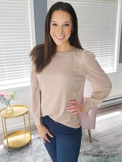 WIHOLL Long Sleeve Shirts for Women Tops Tunic Fall Trendy Crew Neck Clothes