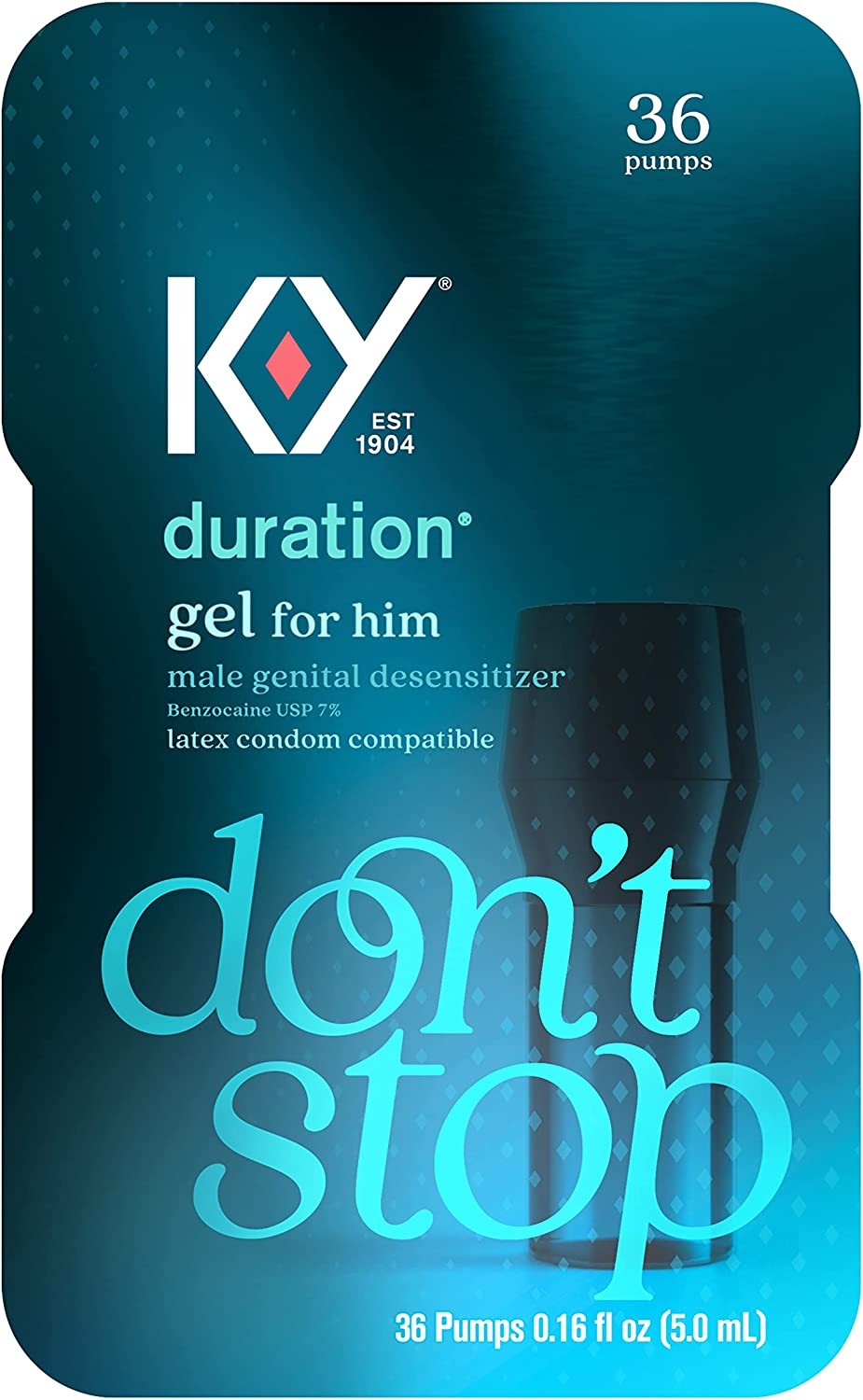 Duration Gel for Men, K-Y Male Genital Desensitizer Numbing Gel to Last Longer, 0.16 fl oz, 36 Pumps, Made with Benzocaine to Help Men Last Longer in Bed, (Packaging May Vary)
