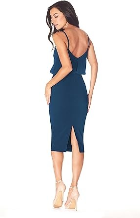 Dress the Population Women's Alondra Blouson Tank Pencil Skirt Midi Dress