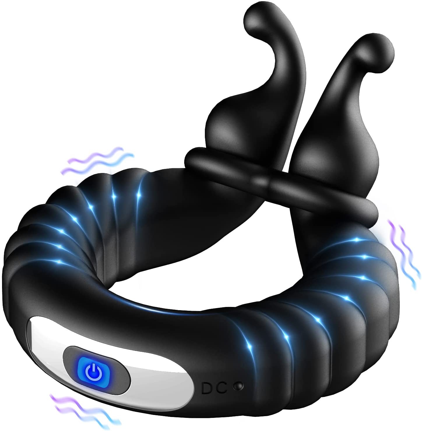 Vibrating Cock Ring Penis Rings for Men Erection Support Pleasure Enhance, Adjustable Size Silicone Vibration Machine with 10 Vibration Modes for Testicles Stimulation, Sex Toys for Men Couples