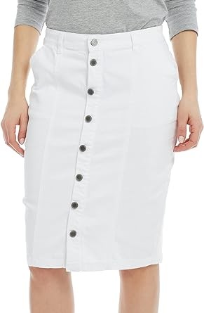 ESTEEZ Knee Length Stretch Denim Jean Pencil Skirt with Pockets for Women - Montreal