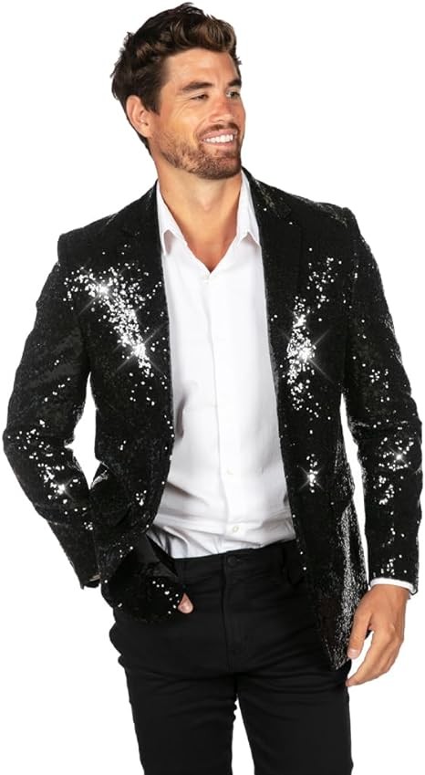 Tipsy Elves Men's Colorful Allover Sequin Blazers - Shiny Holiday New Years Ever Jackets