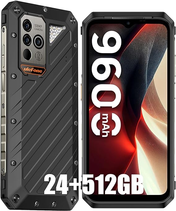 Ulefone Power Armor 18 Ultra 5G Rugged Phones, 24GB(12+12)+512GB MTK Dimensity 7050, 108MP Camera, 9600mAh, 120Hz Display, Android 13, Qi Wireless Charge, 66W Quick Charge, uSmart Expanded-Connector