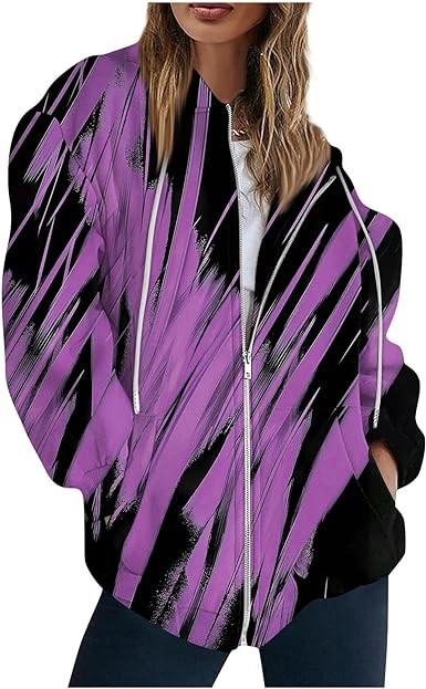 Womens Zip Up Hoodies,Women's Fashion Casual Printed Sweatshirt Autumn And Winter Long Sleeve 2023 Trendy Printed Jacket