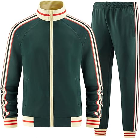 dioxoib Men Track Suits Sets Long Sleeve Full-zip Sweatsuit Active Jackets and Pants 2 Piece Outfits