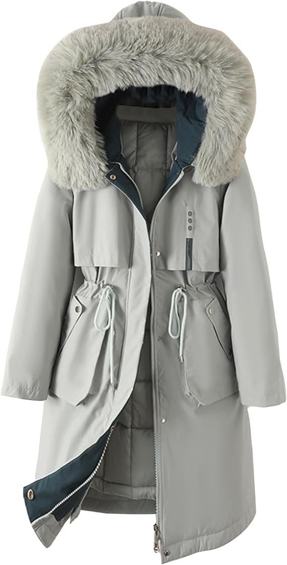 Annhoo Ladies Long Sleeve Coat Padded Jacket Hood Outerwear for Women Sweater Thick Warm Thick Fuzzy Hooded Coat 2023