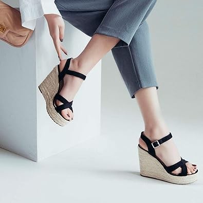 VICKI·VICKI Women's Platform Sandals Wedge Ankle Strap Open Toe Sandals
