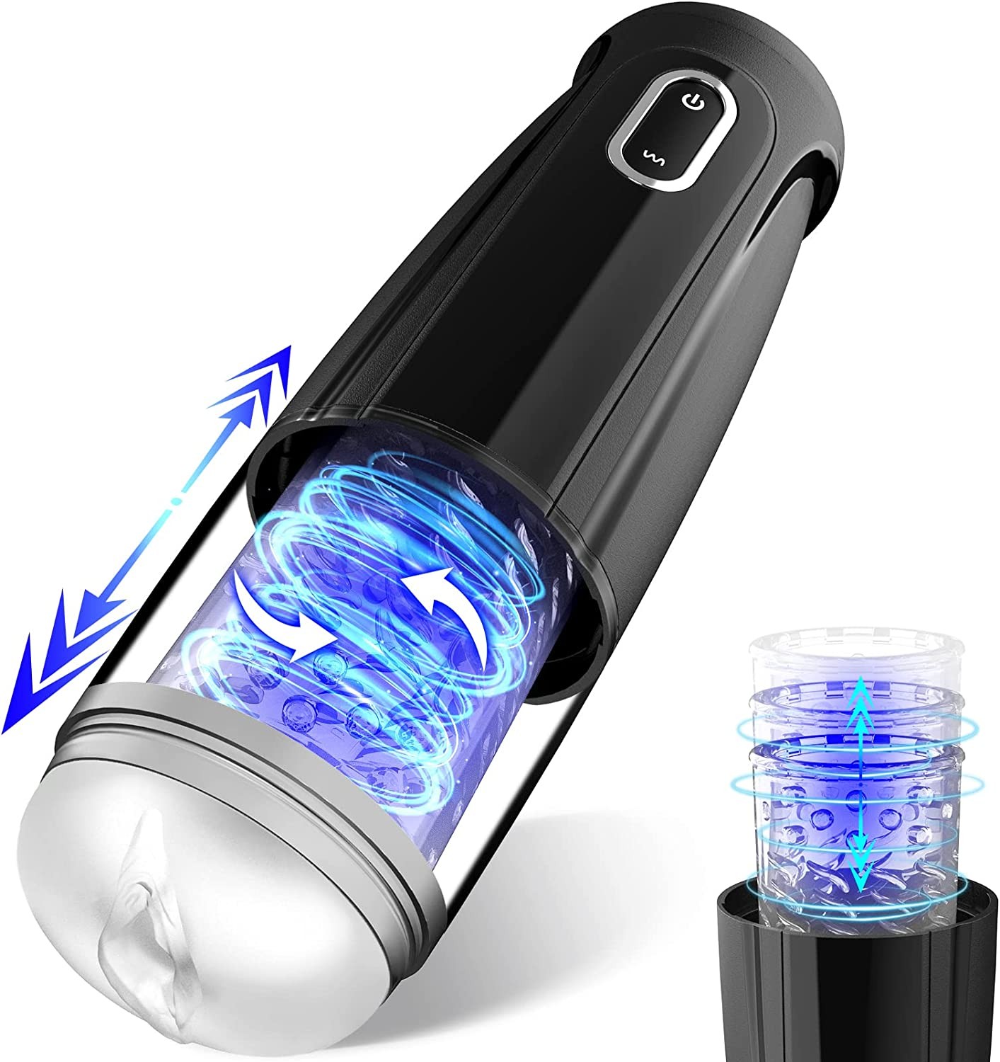 Automatic Male Masturbator, Male Masturbators Cup with 7 Thrusting & Rotating Modes for Penis Stimulation, Electric Pocket Pussy Male Stroker Toy, Adult Male Sex Toys for Men