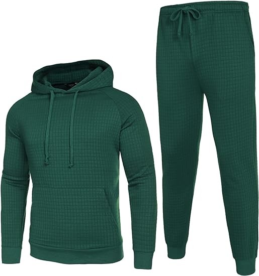 COOFANDY Men's Tracksuit 2 Piece Waffle Hoodie Sweatsuits Sets Athletic Jogging Suits with Pocket