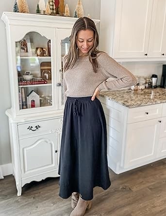 Zeagoo Women Casual Maxi Skirts Elastic High Waisted Flowy Skirts Summer Lightweight Long Skirts