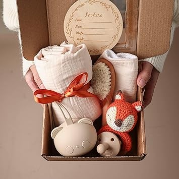 EERKEOD Baby Gift Set for Newborn New Baby Gift Set - Newborn Baby Essentials Baby Bath Set with Baby Blanket Baby Rattle - New Born Baby Girls Gift & Baby Boy Gifts for Baby Shower