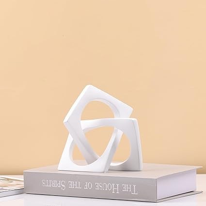 DOVDOV Geometric Cube White Knot Decorations, Geometric Sculptures, Modern Home Decorations for Home Decor Accents, Dining Tables, on Shelves, Consoles, entryway Tabletop centrepieces