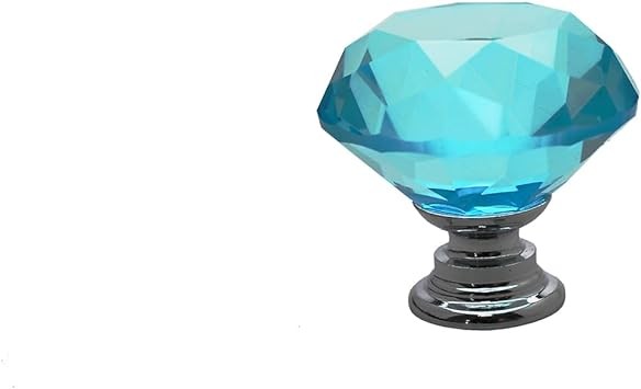 Maxmoral 5PCS Blue 30MM Crystal Knob Glass Drawer Pull Diamond Shaped Cabinet Knob with Screw for Dresser Wardrobe Cupboard Bedroom Kitchen Furniture Decoration