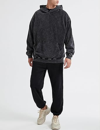 Arssm Vintage Hoodie For Men Oversized Streetwear Sweatshirt Baggy Cotton Loose Fit Casual Basic Pullover Top