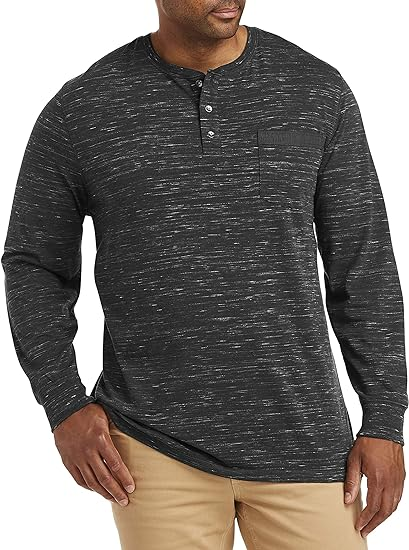 Harbor Bay by DXL Big and Tall Long-Sleeve Jersey Henley Shirt