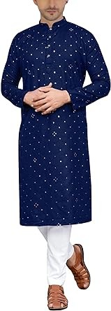 Sonisha MKP125 Men's Blue Kurta Pajama Set Indian Traditional Party Wear Outfit