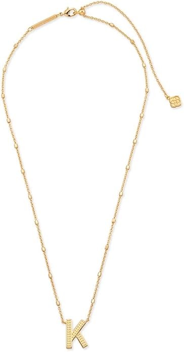 Kendra Scott Letters A-Z Pendant Necklace for Women, Fashion Jewelry, 14k Gold-Plated Brass