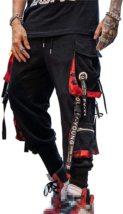 Hello MrLin Men's Jogger Pants Punk Cargo Baggy Techwear Hip Hop Harem Pants Streetwear Tactical Track Pants…
