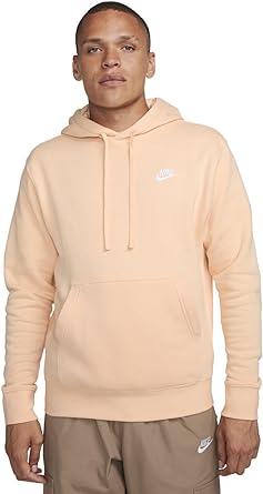 Nike Men's Pull Over Hoodie (US, Alpha, Medium, Regular, Regular, Ice Peach)