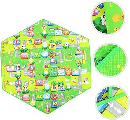 HOLIDYOYO Hexagonal Game Mat Playtime Area Rug Number Learning Area Rug Padded Non Rug Kids Play Mat Tent Rug Tent Mat Hexagon Playpen Mat Kids Educational Rug Non-Slip Child Eva Plush Pad