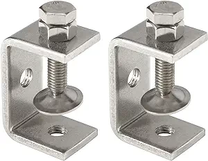 2Pcs C-Clamp 304 Stainless Steel G-Clamp Tiger Clamp Heavy Duty Woodworking Clamp Home Improvement and Automotive Repair Tools with Wide Jaw Openings (47MM)