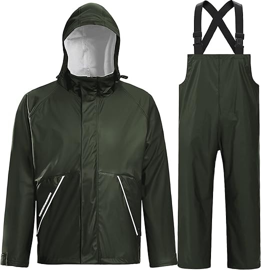 TOWN&FIELD Rain Suits for Fishing Waterproof Rain Gear for Men Women Heavy Duty Rain Coat Jacket with Pants/Overalls