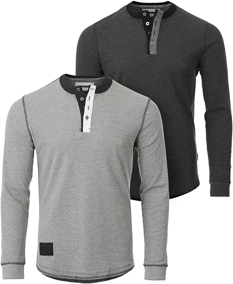 ZIMEGO Men's Long Sleeve Waffle Henley Lightweight Thermal Pullover T-Shirts